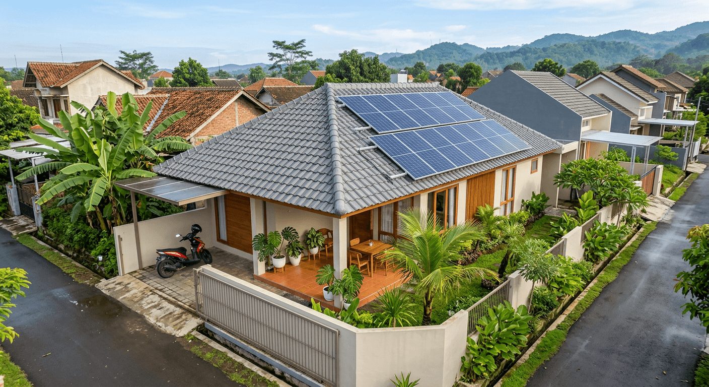 Instalasi panel surya di atap rumah Indonesia